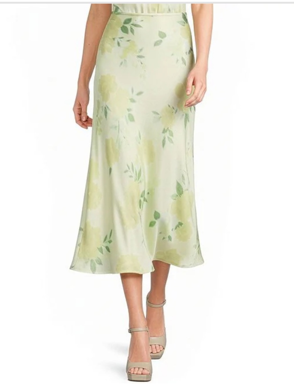 Gianni Bini satin floral print Midi skirt